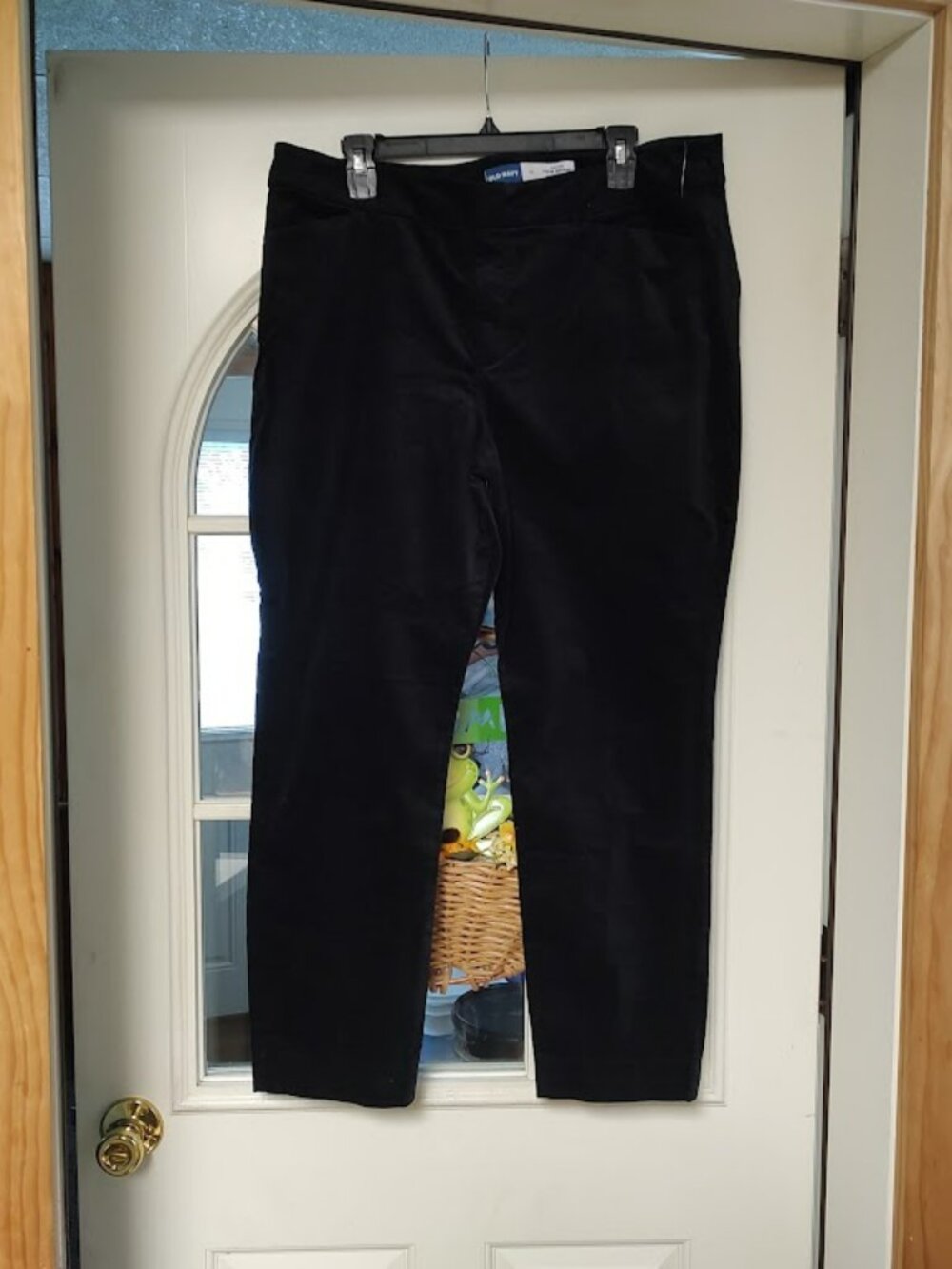 New Old Navy High Rise Pixie Skinny Black Velour Feel Pants Size Women's 16